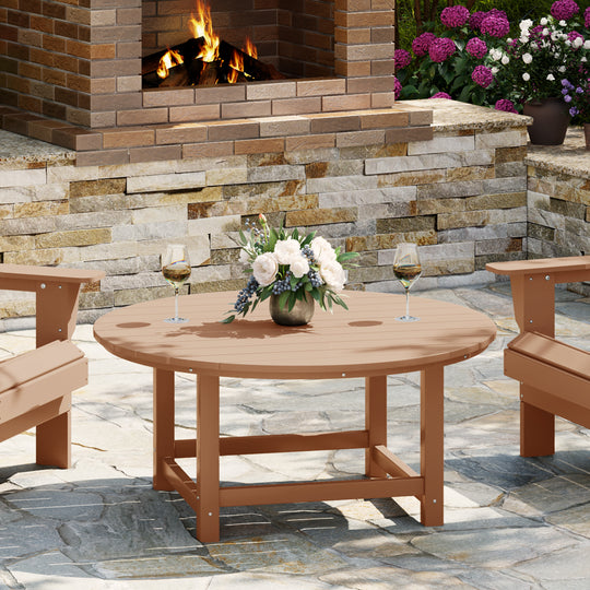Malibu Low Outdoor HDPE Round Patio Coffee Table