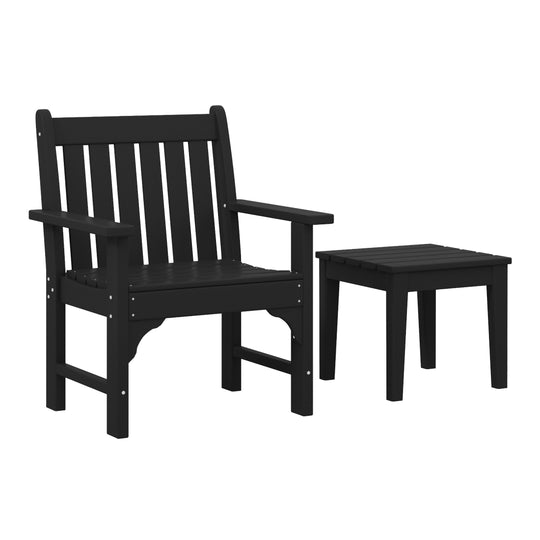 Malibu Outdoor Patio 2-Piece HDPE Adirondack Garden Chair with Square Adirondack Side Table Set