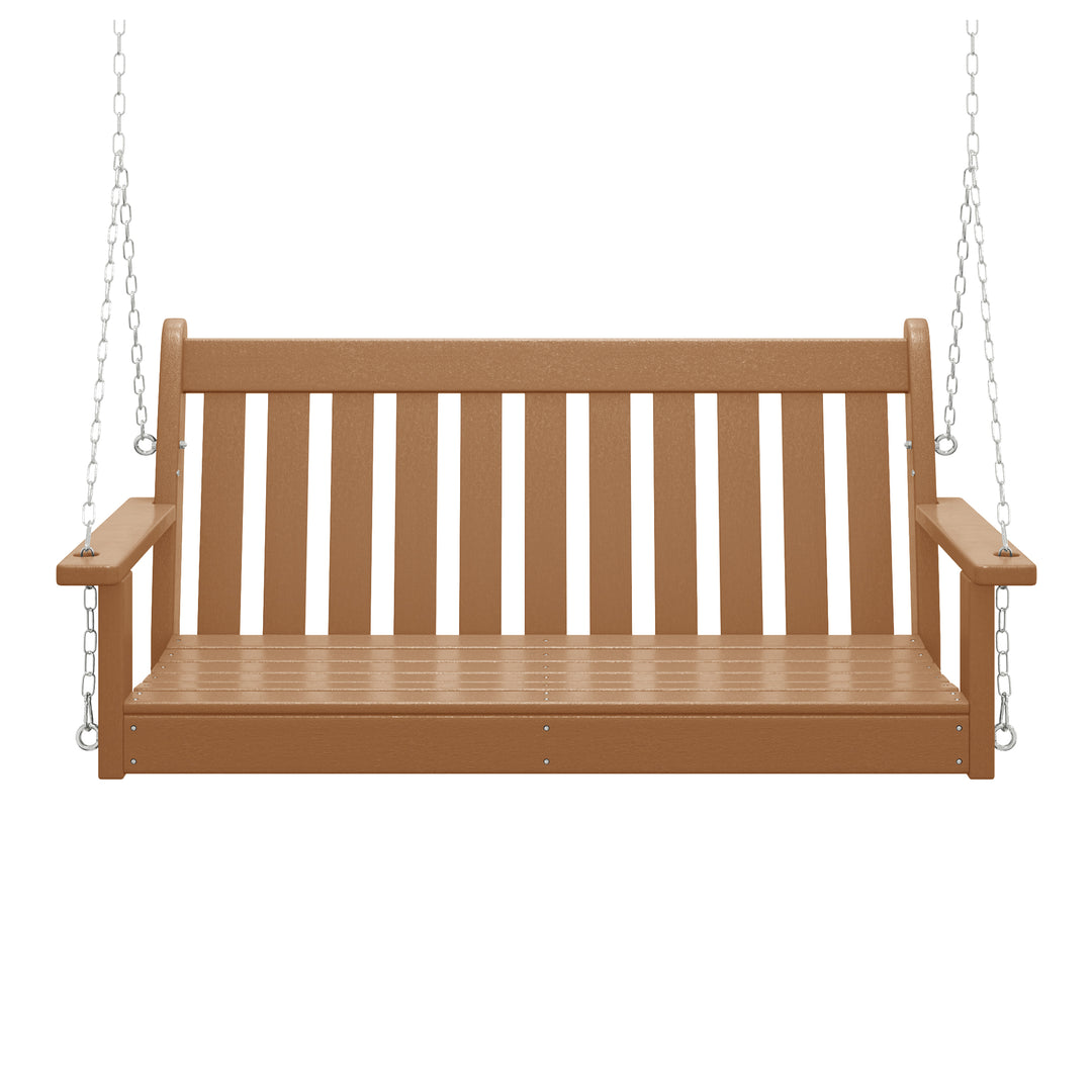 Malibu Outdoor Patio HDPE Hanging Front Porch Swing Bench