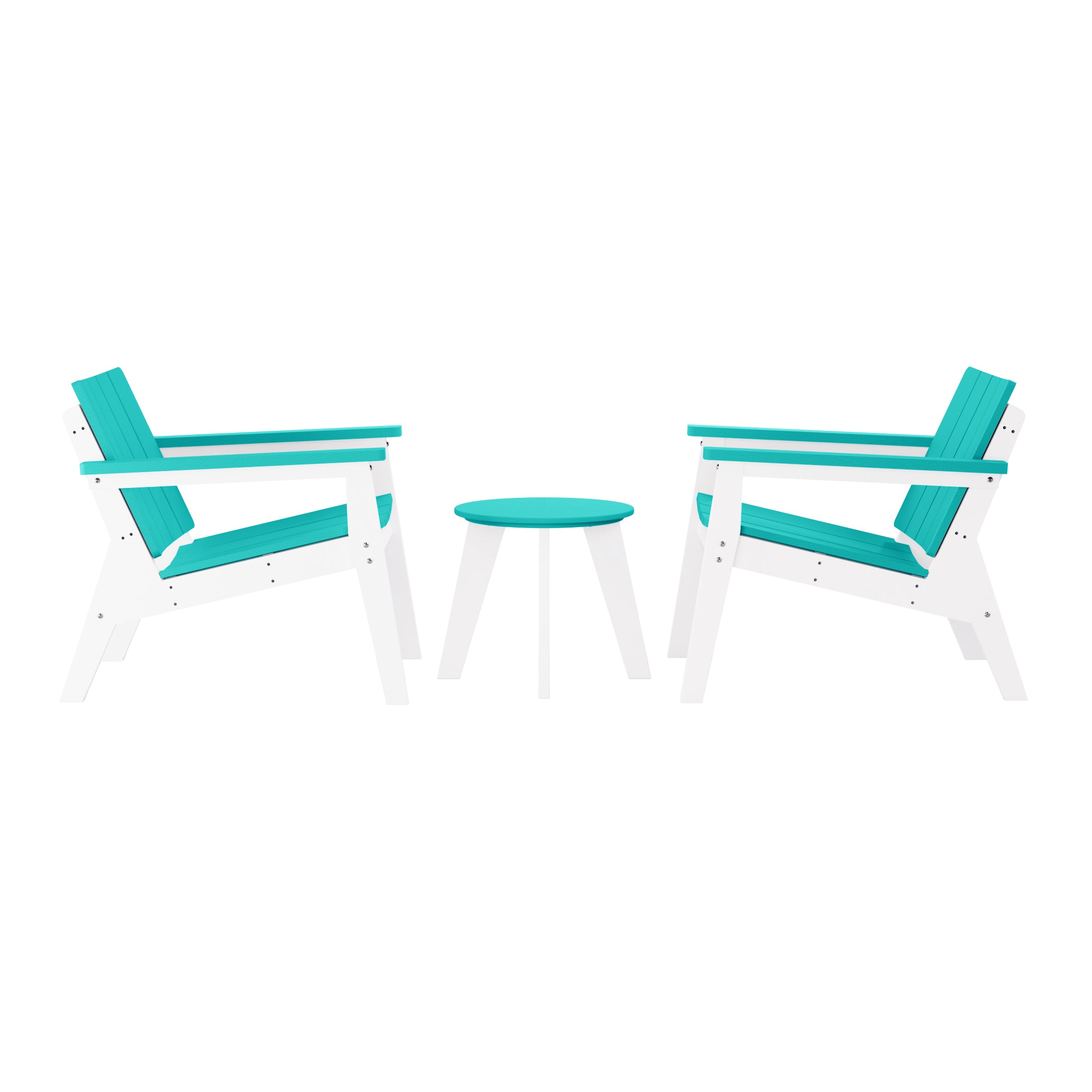 Pacifica 3-Piece Outdoor HDPE Conversation Set with Deep Seating Chairs and Round Side Table