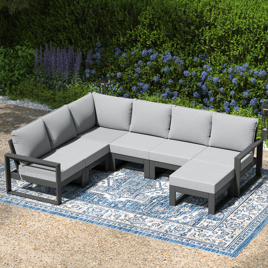 Montara 7-Piece Outdoor Modular L-Shaped Corner Patio Sectional Sofa Set