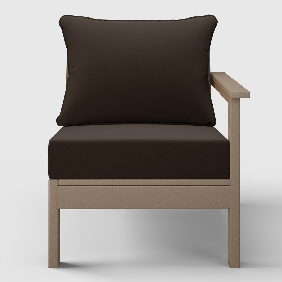 Avalon Outdoor Patio HDPE Right Arm Sectional Corner Club Chair with Patio Cushions
