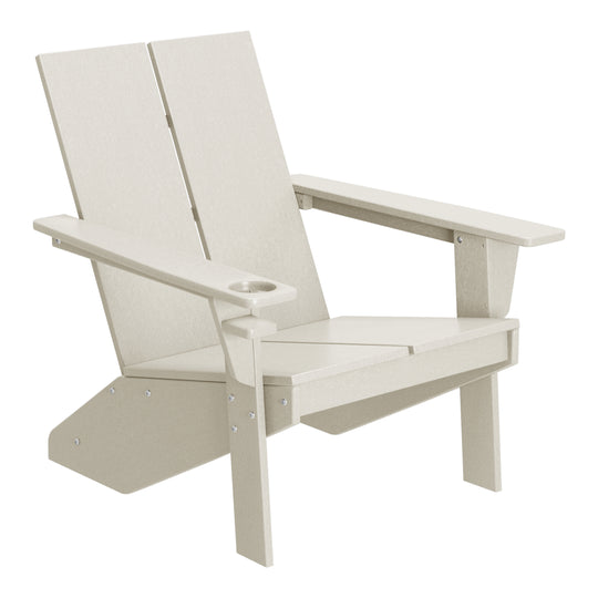 Riviera Outdoor 4-Piece HDPE Modern Adirondack Chairs Set with Folding Patio Ottomans and Cup Holder