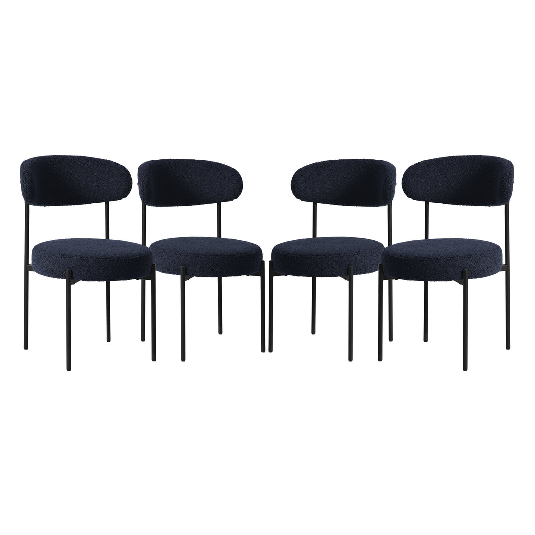 Alexandria Mid-Century Modern Upholstered Sherpa Round Dining Chairs (Set of 4)