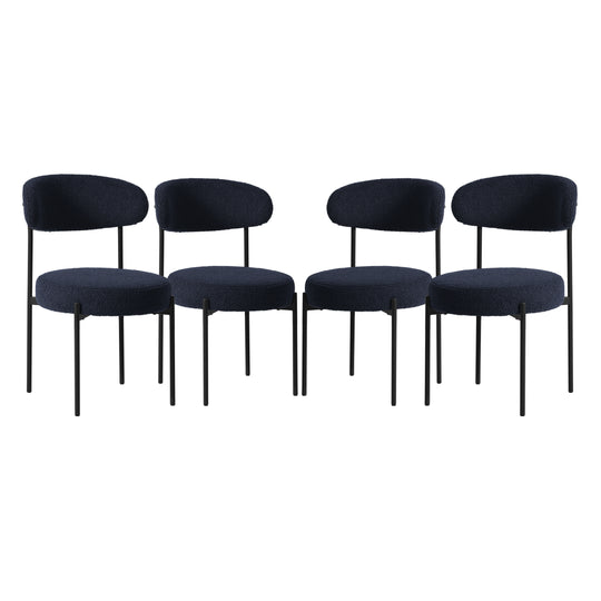 Alexandria Mid-Century Modern Upholstered Sherpa Round Dining Chairs (Set of 4)