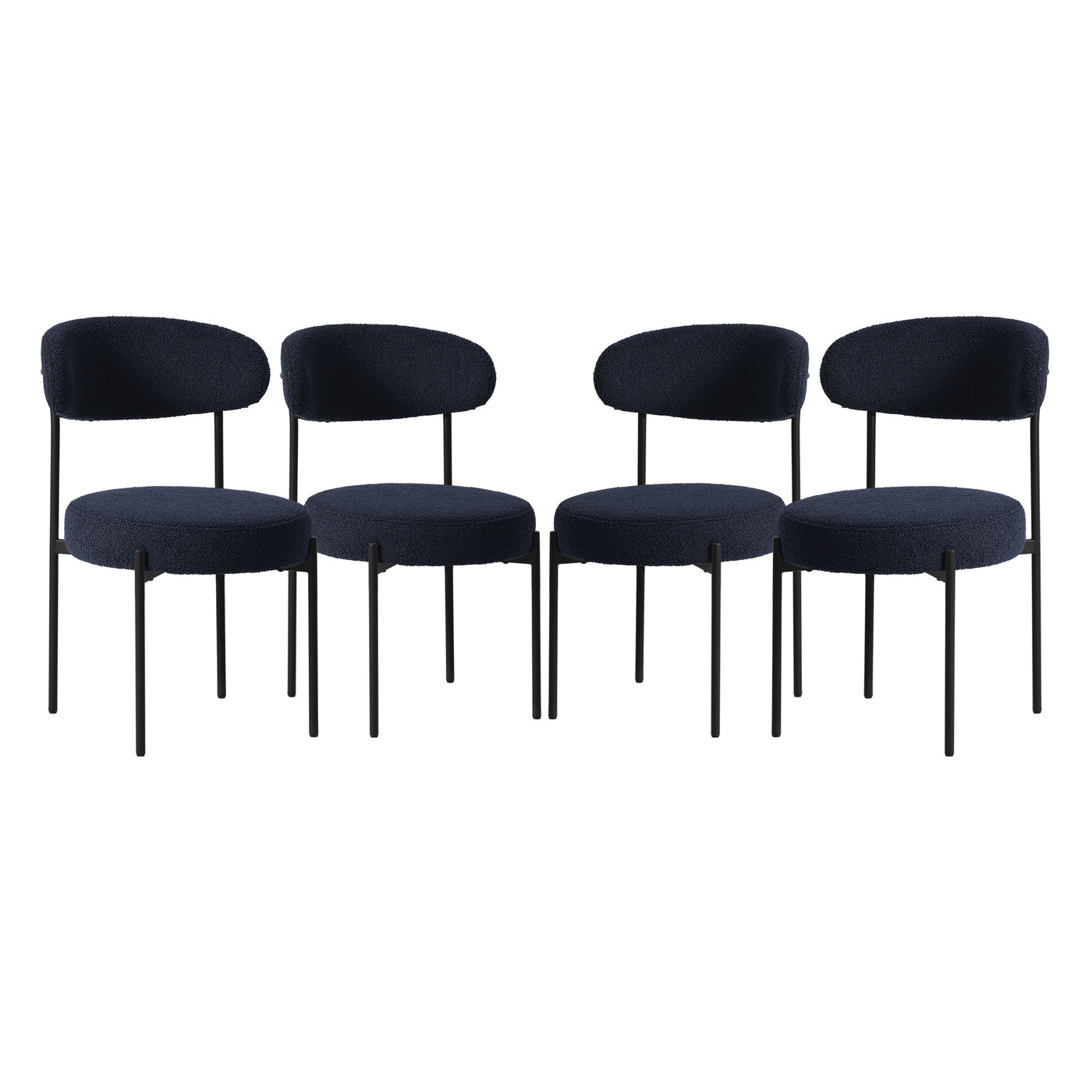 Alexandria Mid-Century Modern Upholstered Sherpa Round Dining Chairs (Set of 4)