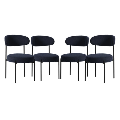 Alexandria Mid-Century Modern Upholstered Sherpa Round Dining Chairs (Set of 4)