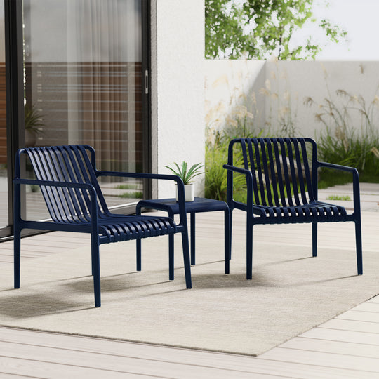 Playa Outdoor Modern Stackable Plastic Patio Club Armchairs (Set of 2)