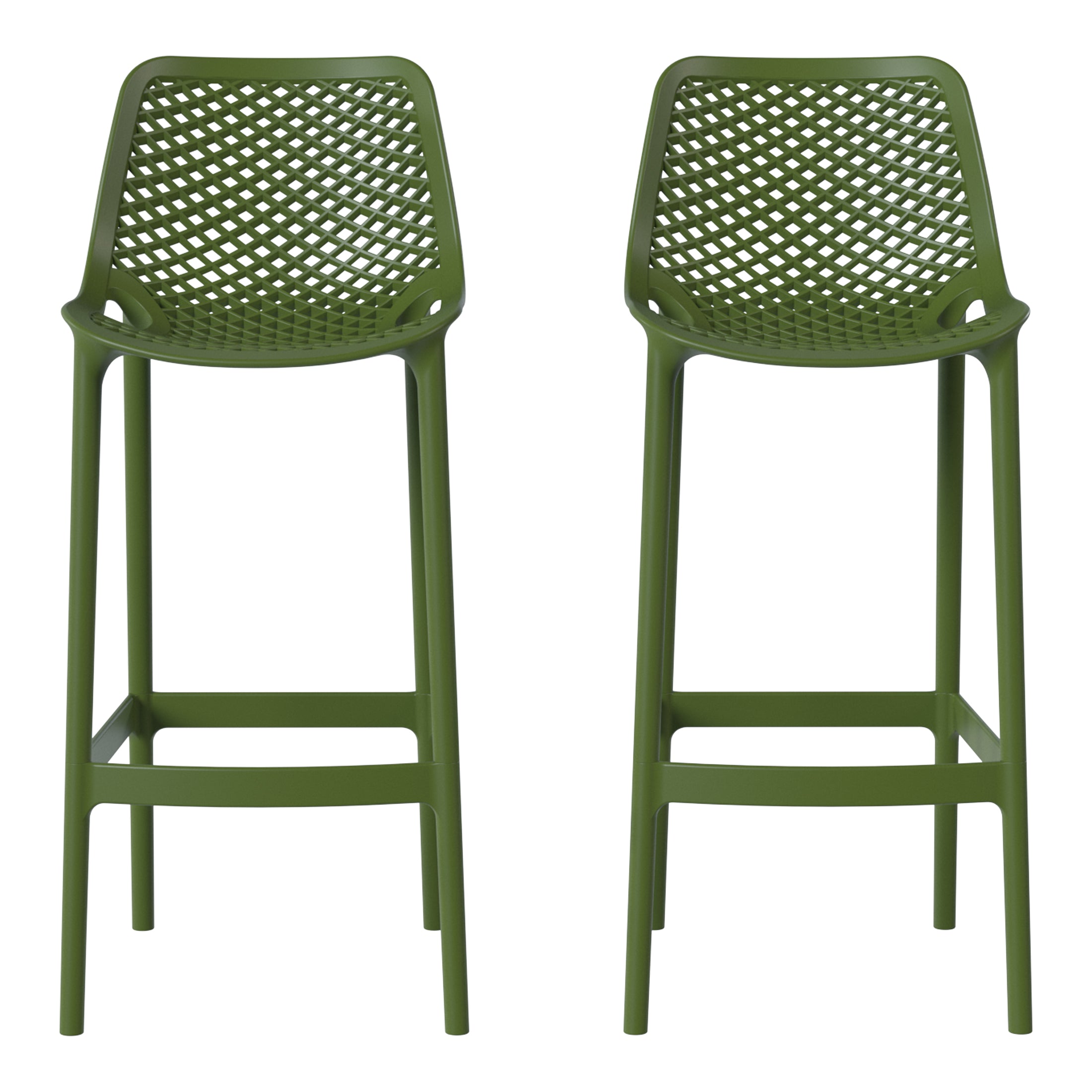 Playa 41.75" Outdoor Modern Polypropylene Plastic Patio Bar Height Stools (Set of 2)