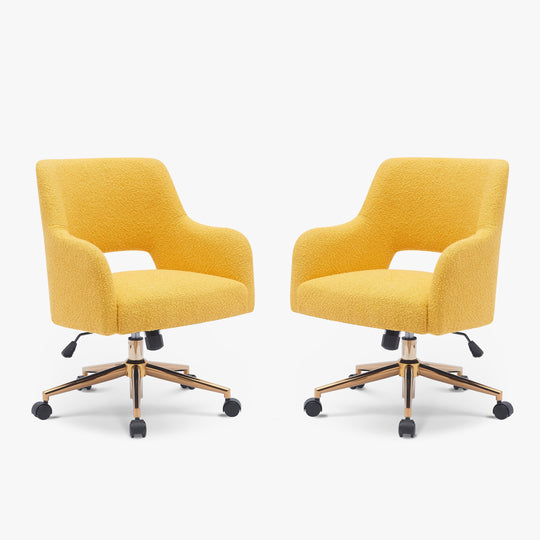 Genevieve Mid-Century Modern Swivel Office Vanity Chair with Wheels (Set of 2)