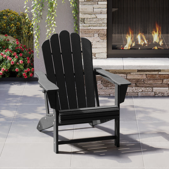 Highland Outdoor Patio HDPE Adirondack Chair With Cup Holder