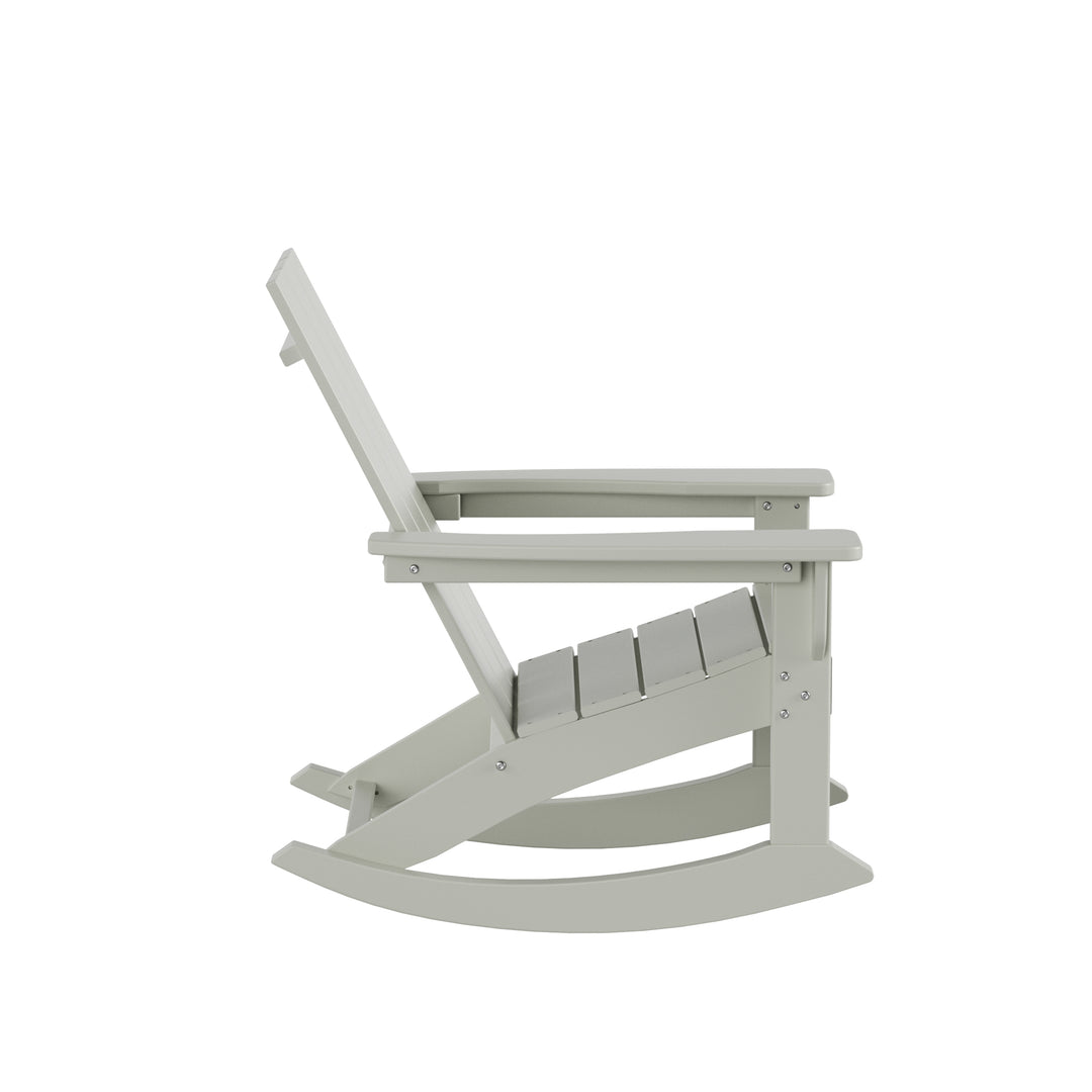 Ashore 2-Piece Modern Rocking Poly Adirondack Chair With Side Table Set