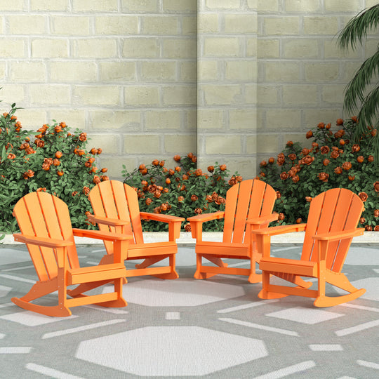 Malibu Outdoor Patio Porch Rocking Adirondack Chair (Set of 4)