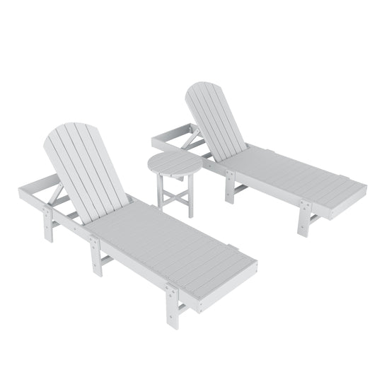 Dylan 3 Piece Adirondack Poly Reclining Chaise Lounge