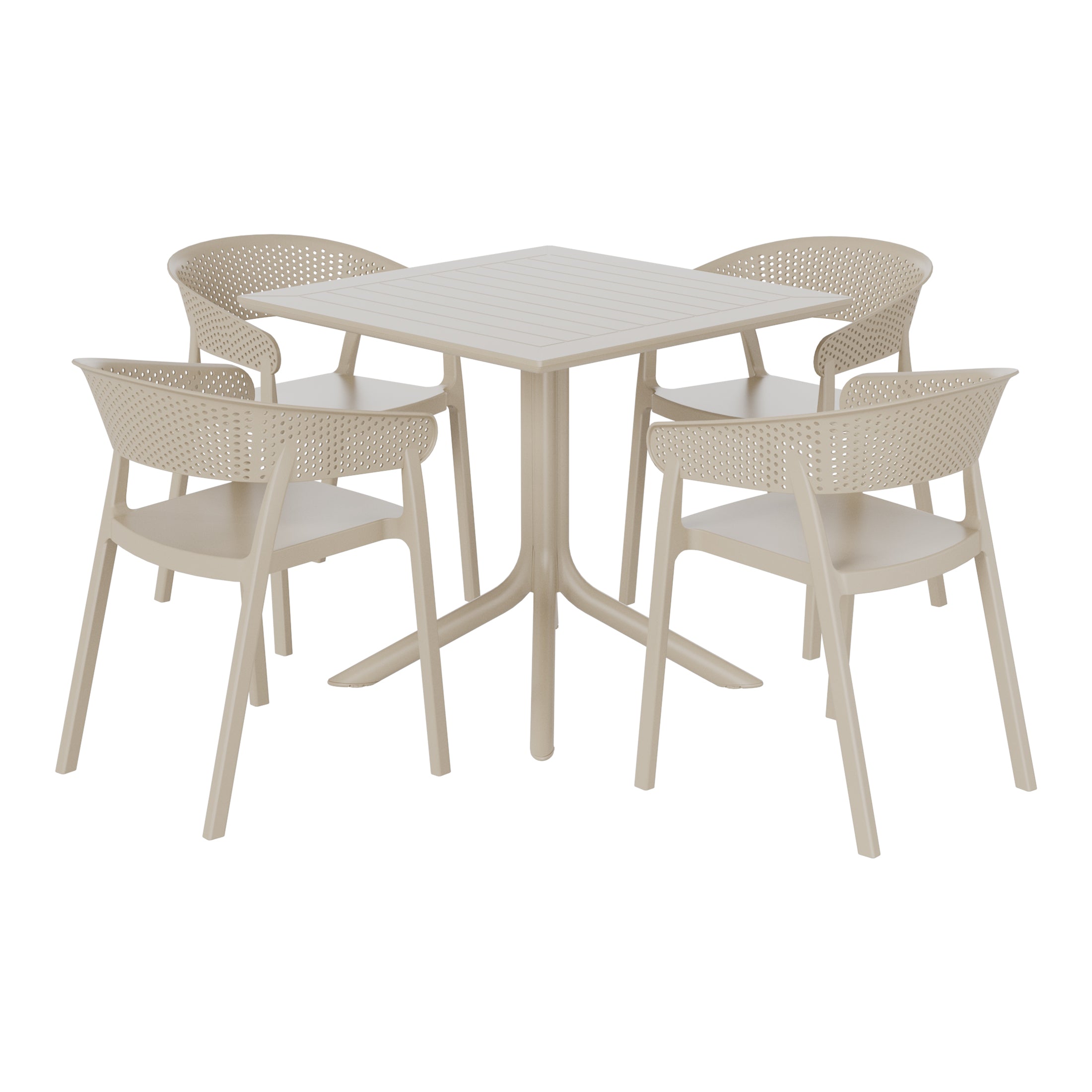 Playa 5-Piece Outdoor Resin Square Patio Dining Table Set with Stackable Patio Dining Chairs