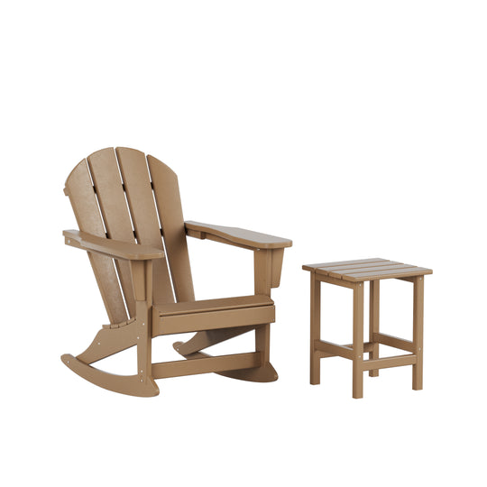 Malibu Outdoor Patio Rocking Adirondack Chairs with Side Table Set