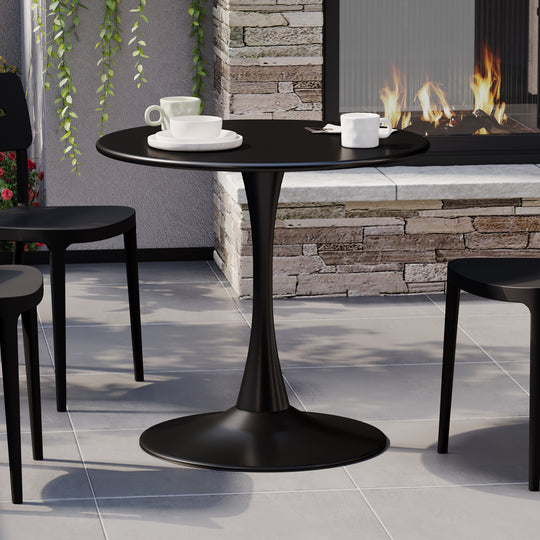 Playa 31.5" Round Outdoor Indoor Metal Cocktail Dining Table