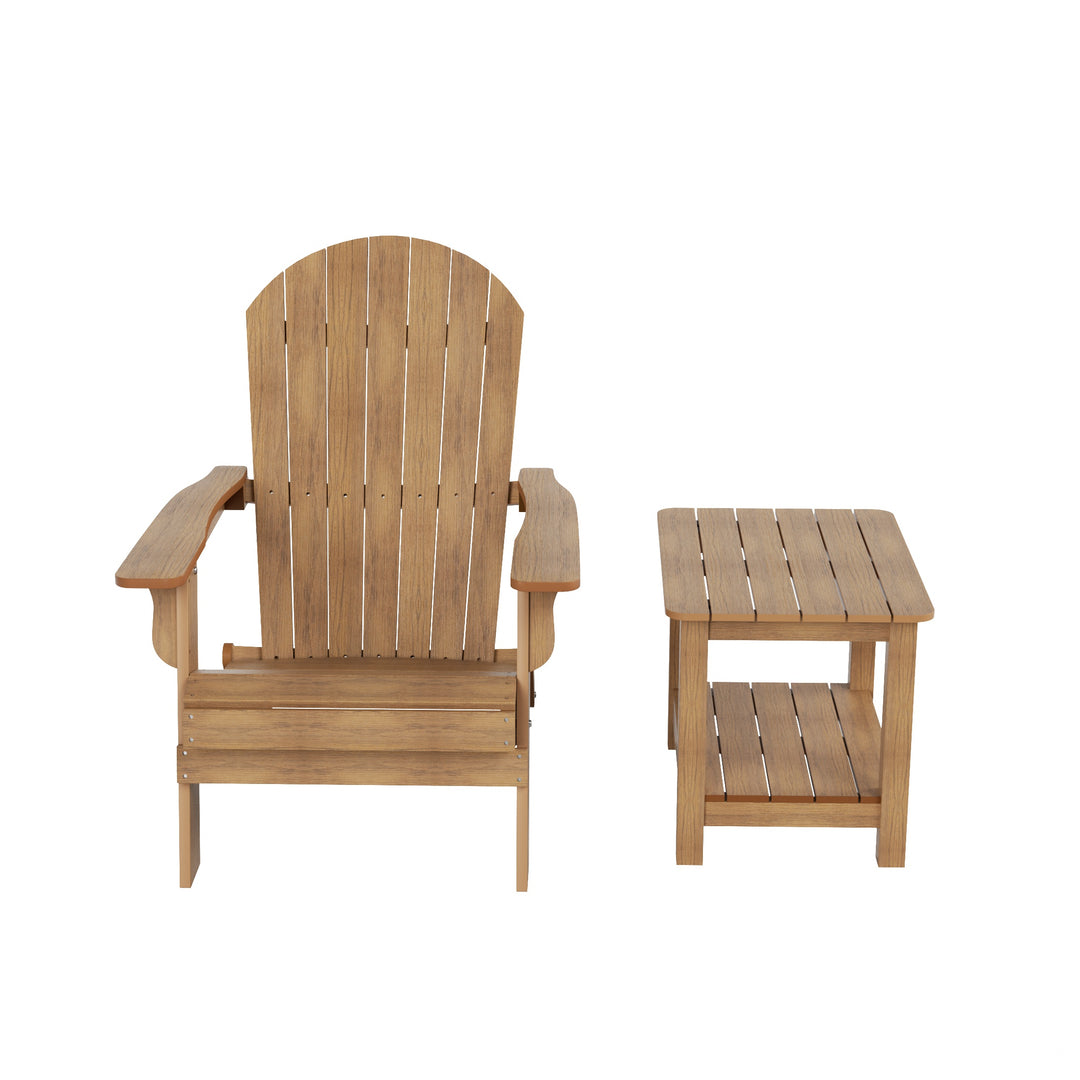 Tuscany HIPS 2-Piece Outdoor Folding Adirondack Chair With Side Table Set