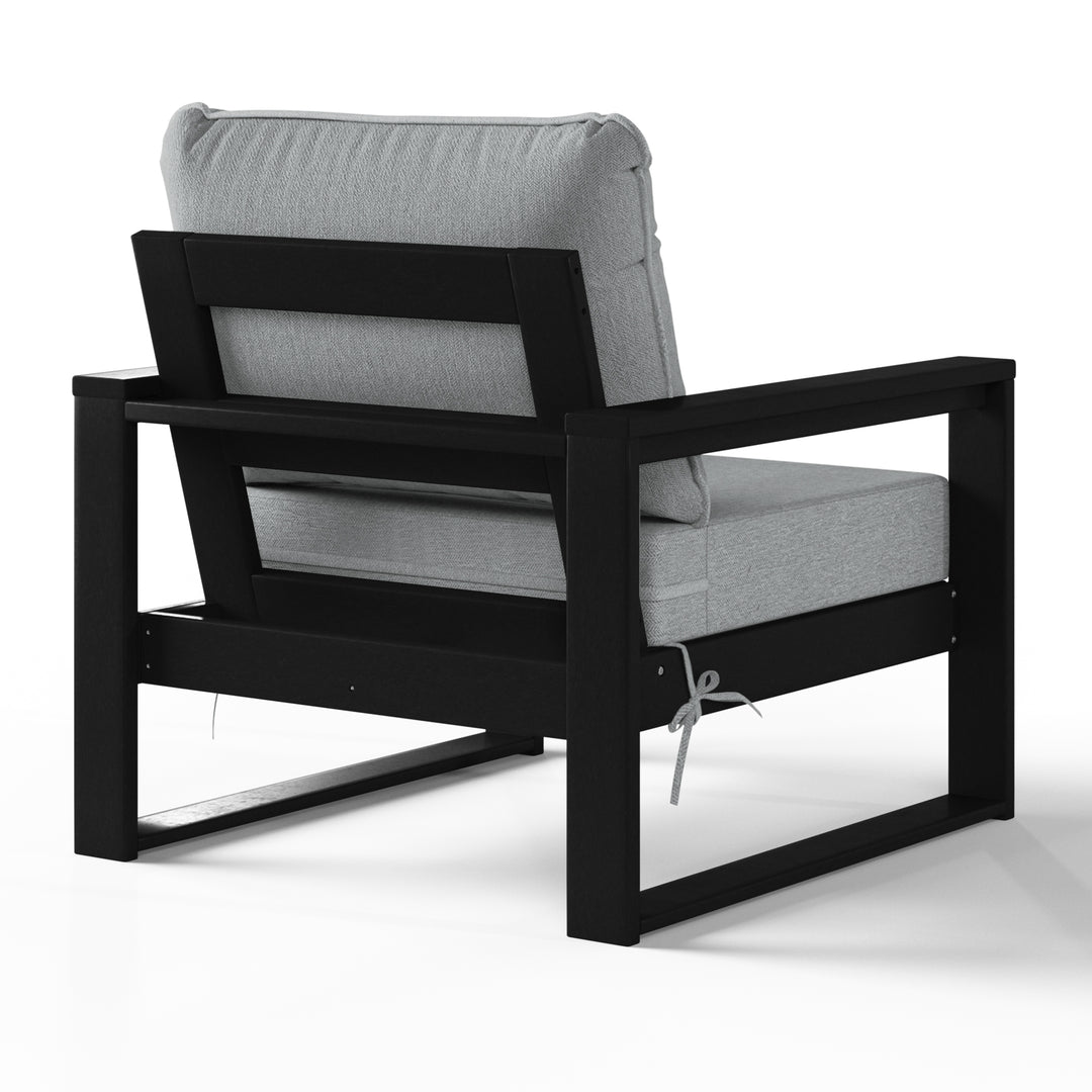 Outdoor Modern HDPE Patio Club Chair with Waterproof Deep Seat Cushions