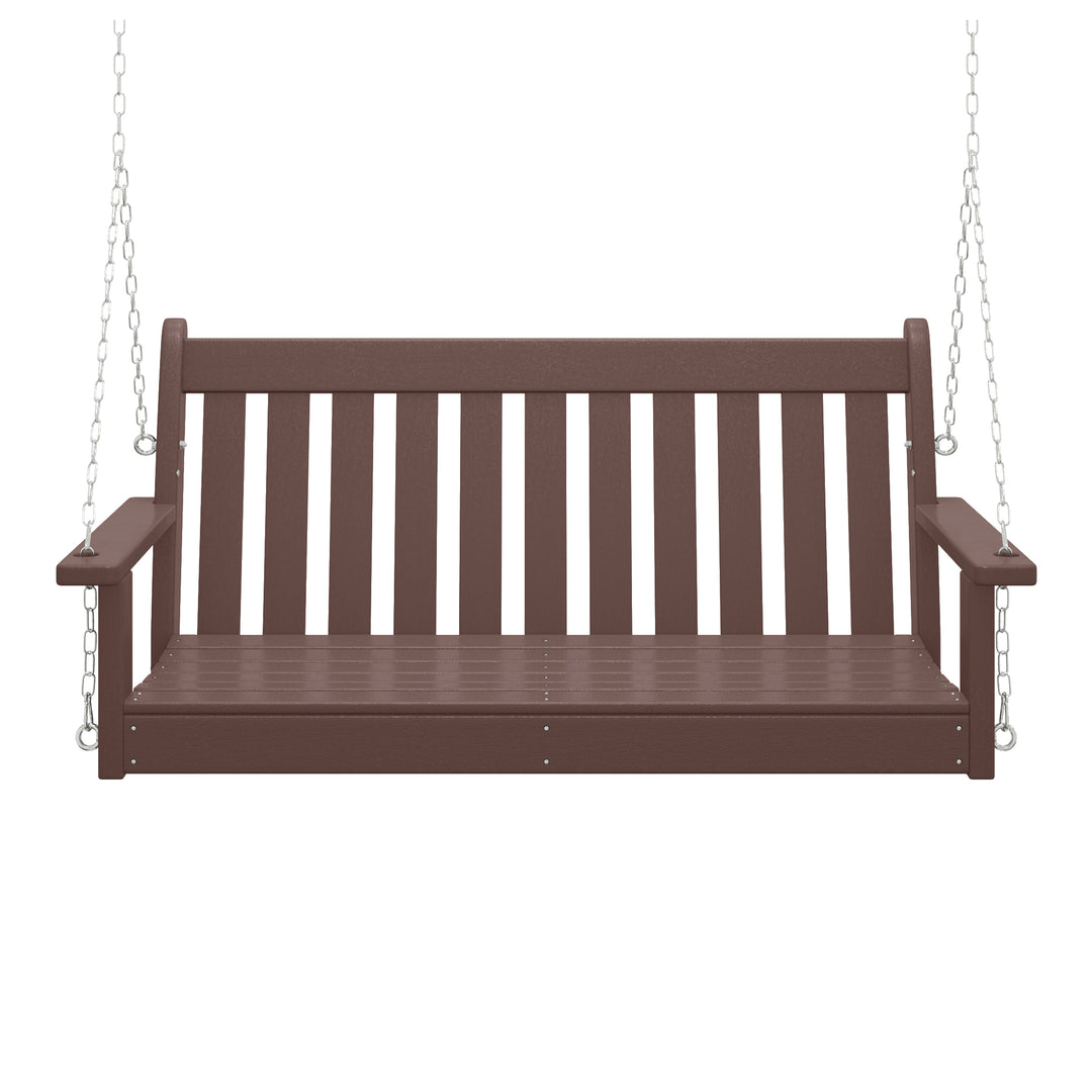 Malibu Outdoor Patio HDPE Hanging Front Porch Swing Bench