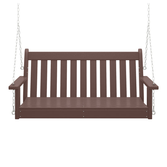 Malibu Outdoor Patio HDPE Hanging Front Porch Swing Bench