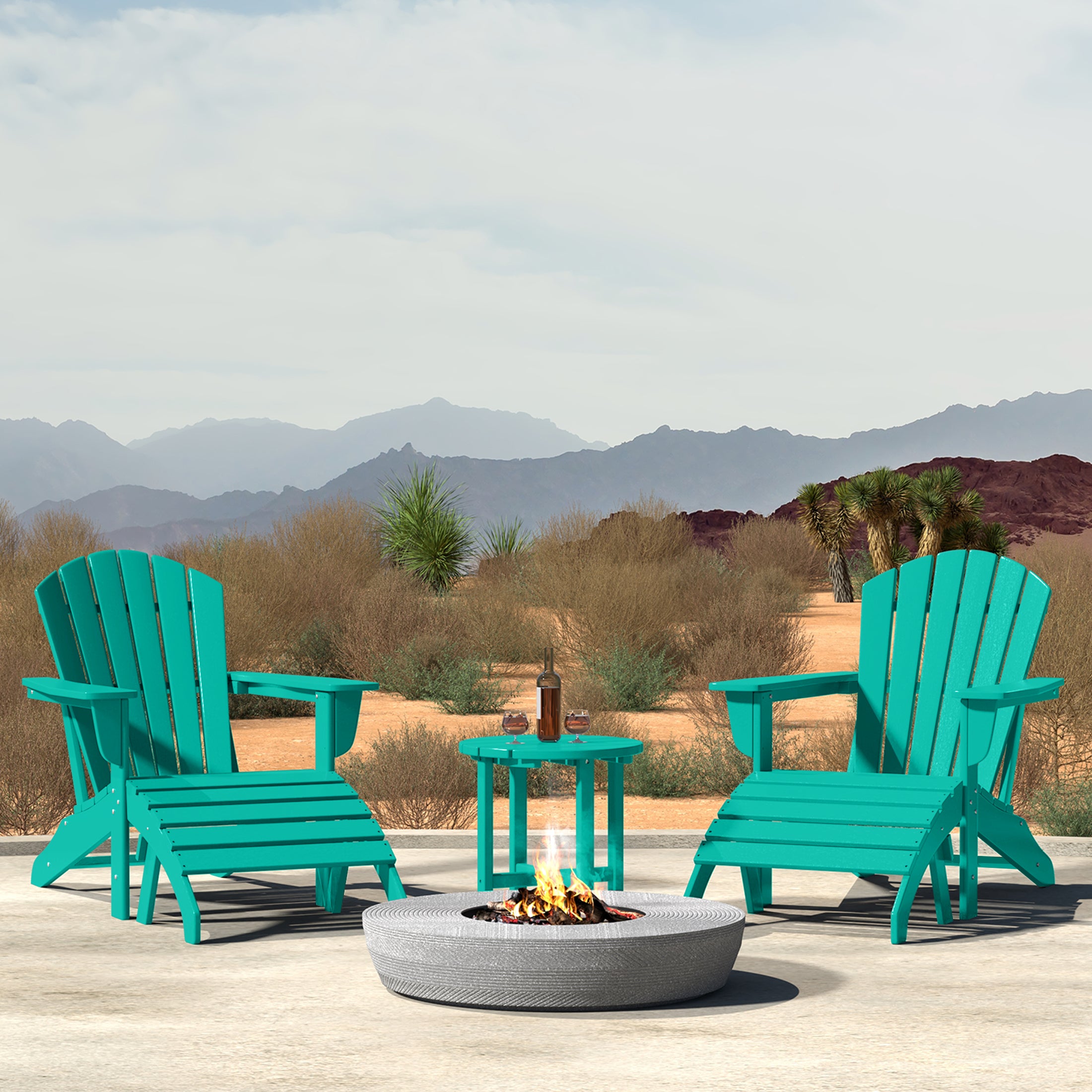 Dylan Outdoor Adirondack Chair With Ottoman And Side Table 5-Piece Set