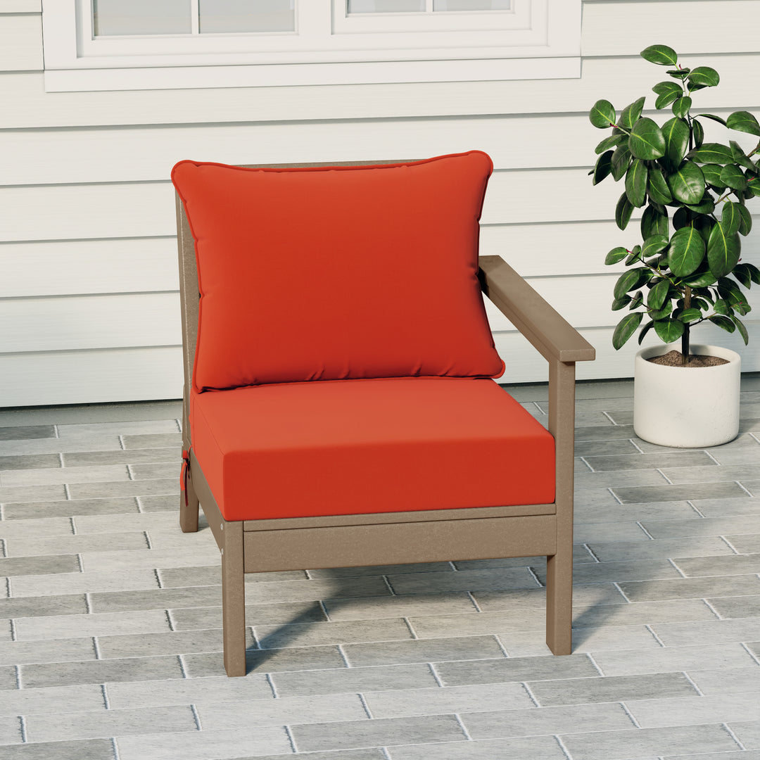 Avalon Outdoor Patio HDPE Right Arm Sectional Corner Club Chair with Patio Cushions