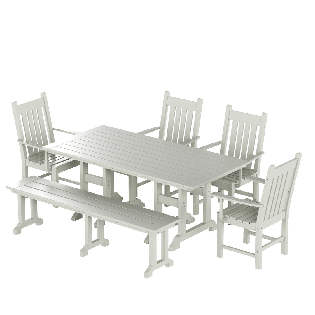 Malibu 6 Piece Outdoor Patio Dining Set Outdoor Table and Bench Armchair Set