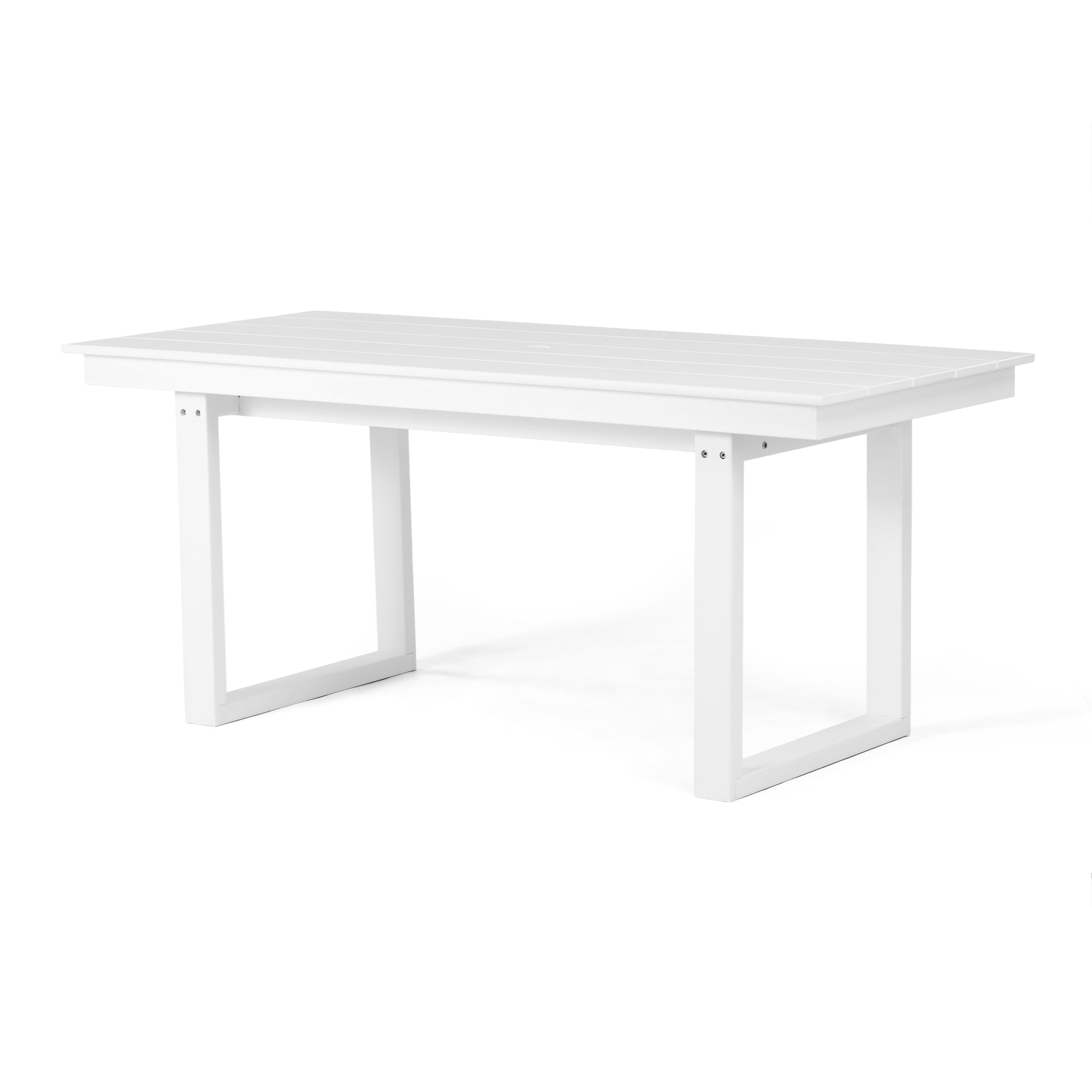 Paloma 68" Outdoor HDPE Modern Rectangular Patio Dining Table With Umbrella Hole