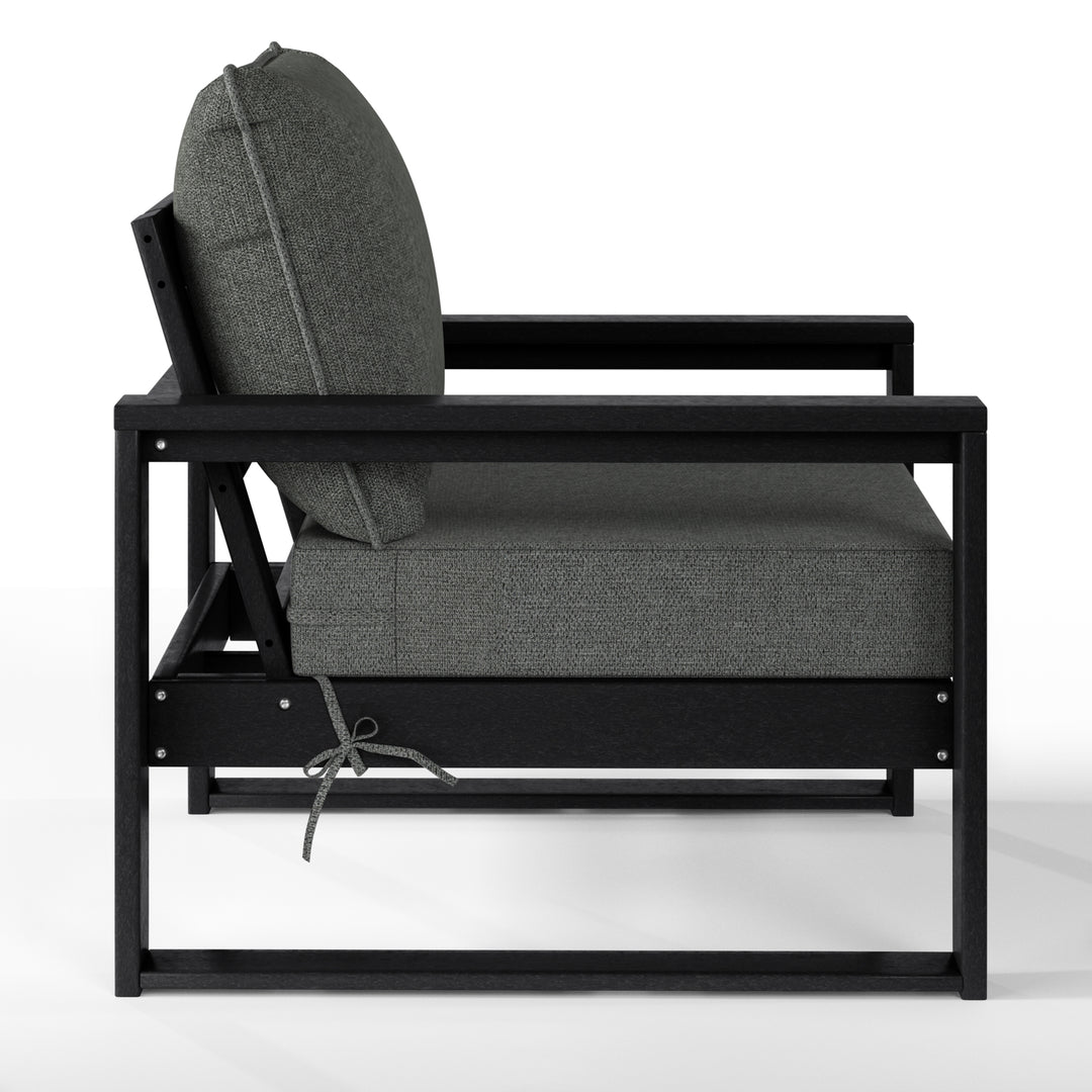 Outdoor Modern HDPE Patio Club Chair with Waterproof Deep Seat Cushions