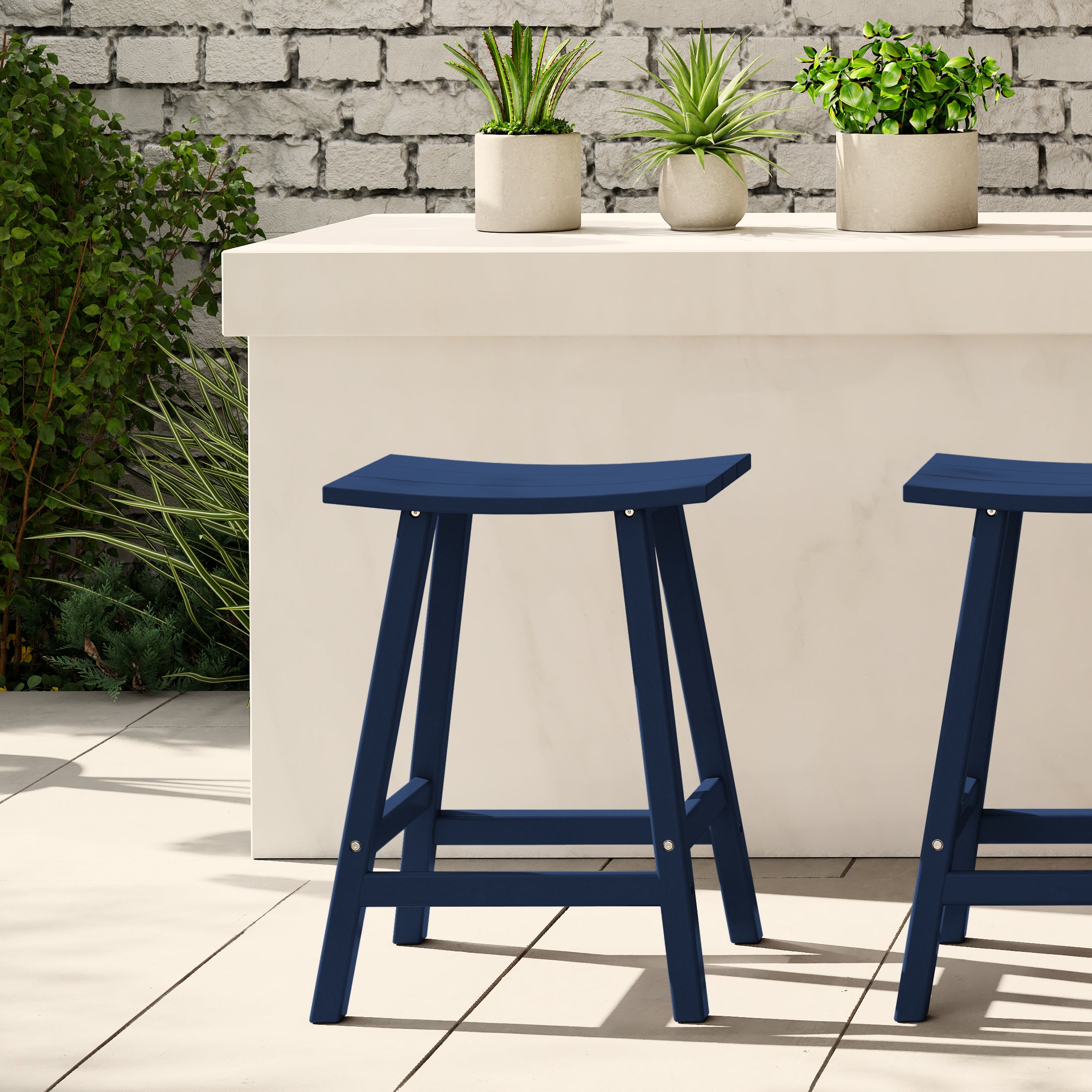 Malibu 24" HDPE Outdoor Patio Counter Height Bar Stool