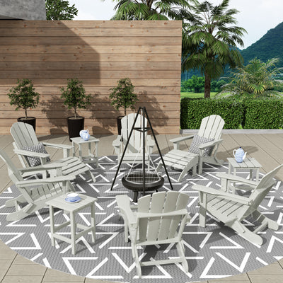Malibu 12-Piece Outdoor Folding Adirondack Chair with Ottoman and Side Table Set