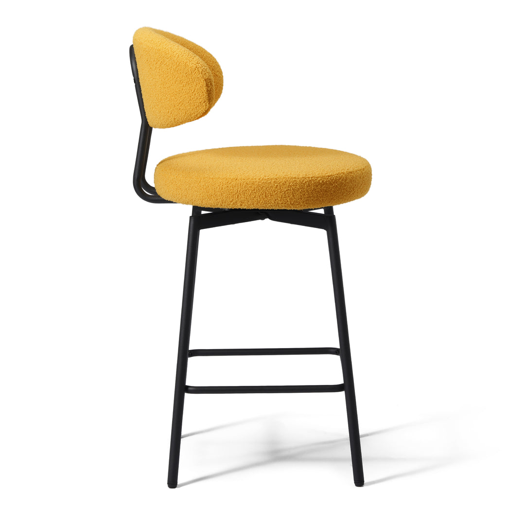 Alexandria Modern Upholstered Sherpa Fabric Counter Height Bar Stools with Back (Set of 2)