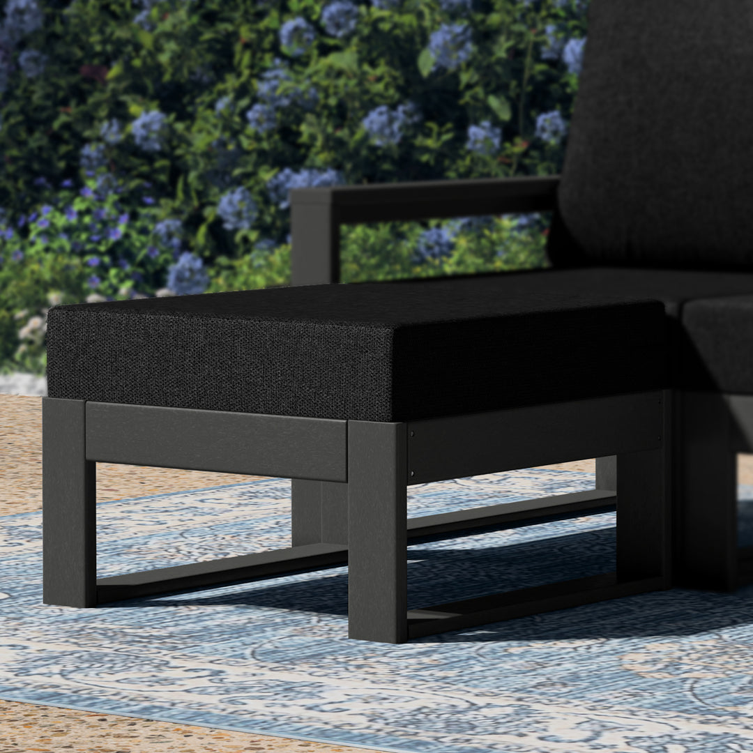 Montara Outdoor HDPE Patio Ottoman with Waterproof Olefin Cushions