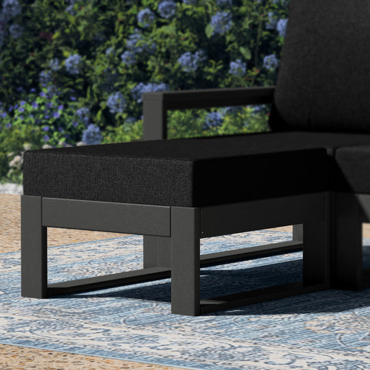 Montara Outdoor HDPE Patio Ottoman with Waterproof Olefin Cushions