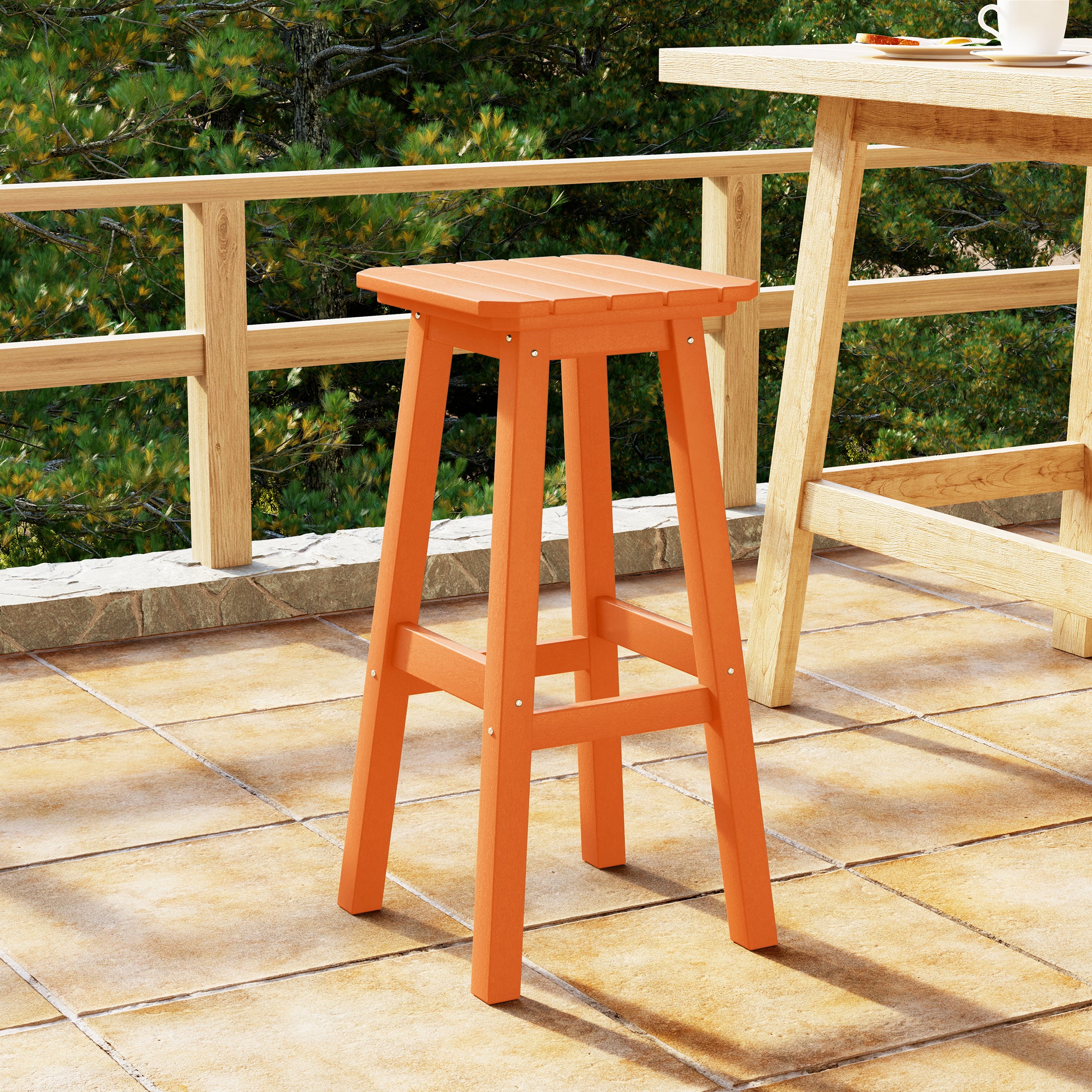 Malibu 29" HDPE Outdoor Patio Square Backless Bar Stool