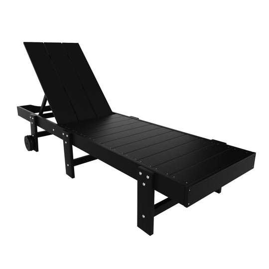 Ashore Modern Poly Reclining Chaise Lounge With Wheels