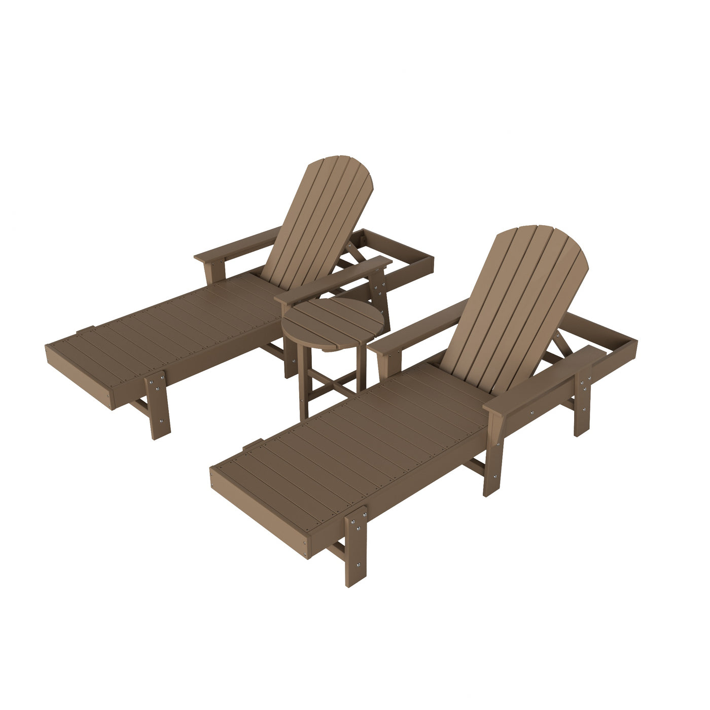 Dylan 3 Piece Adirondack Poly Reclining Chaise Lounge With Arms