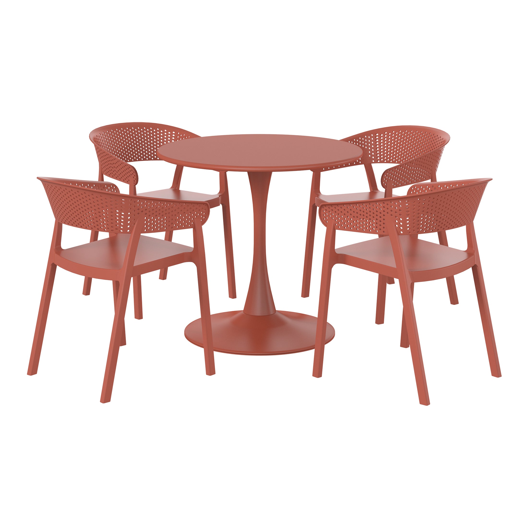 Playa 5-Piece Indoor Outdoor Metal Patio Dining Table Set With Stackable Patio Chairs