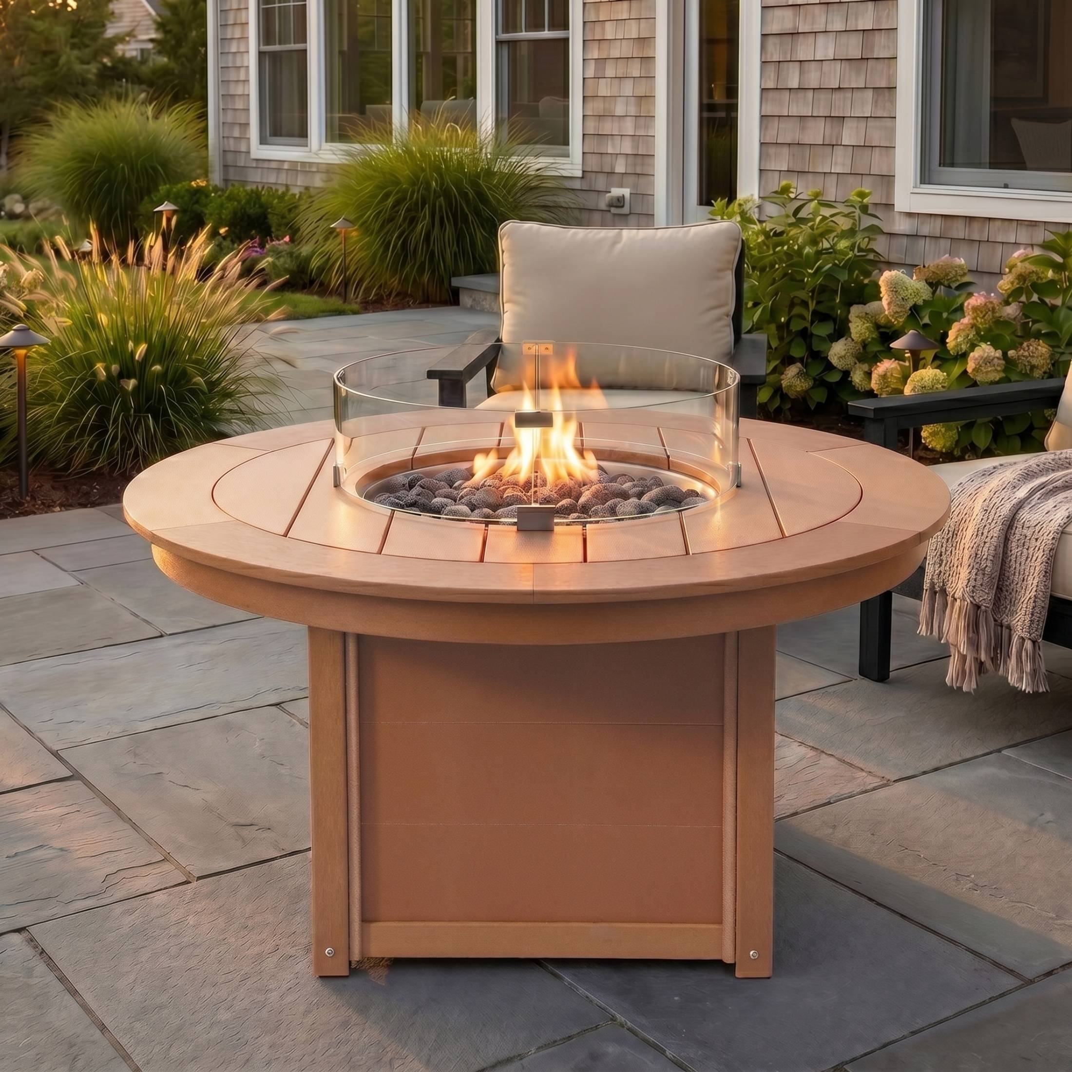 Helios 47" Modern Outdoor 55,000 BTU Patio Propane Round Fire Pit Table