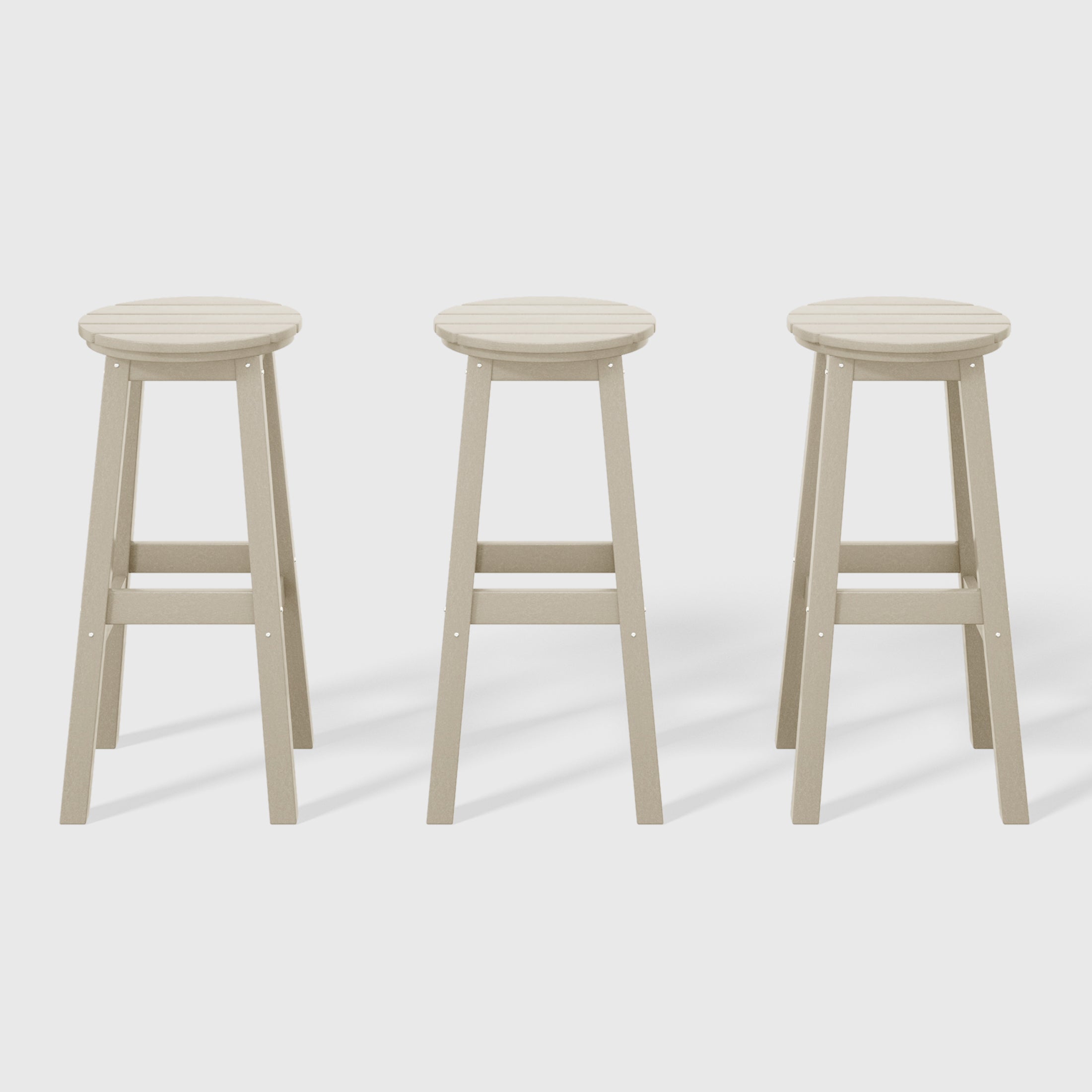 Malibu 29" HDPE Outdoor Patio Round Bar Stool Set of 3