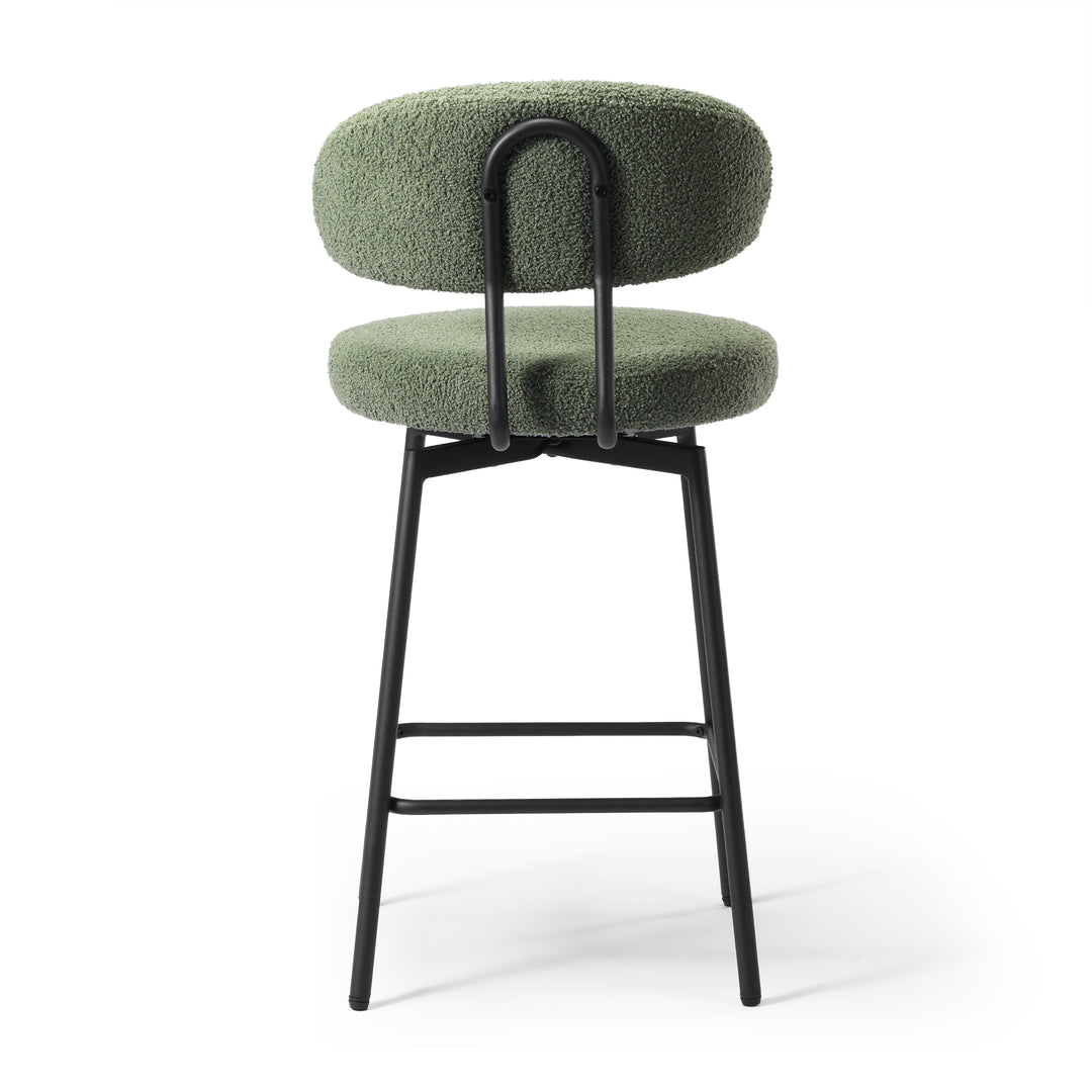 Alexandria Modern Upholstered Sherpa Fabric Counter Height Bar Stools with Back (Set of 2)