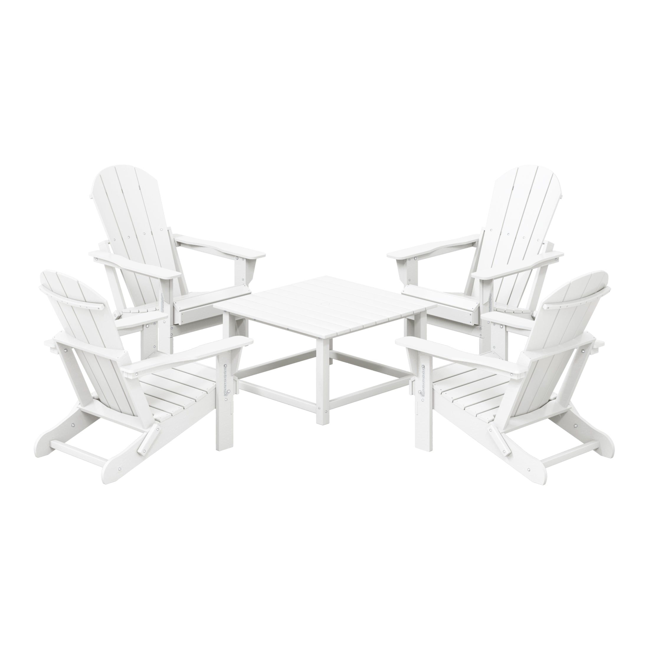 Malibu 5-Piece HDPE Adirondack Chair Outdoor Patio Square Table Conversation Set