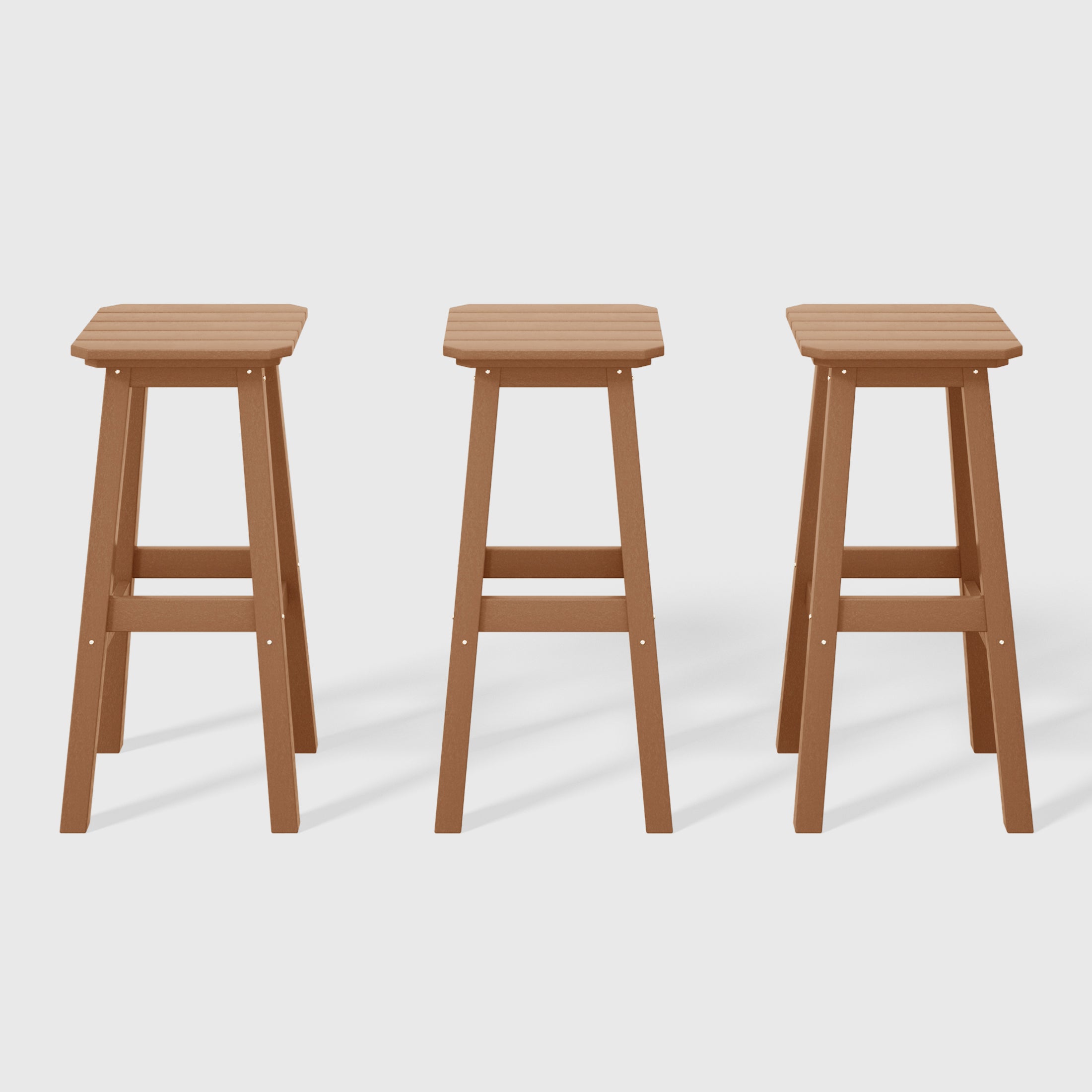 Malibu 29" HDPE Outdoor Patio Square Bar Stools (Set of 3)