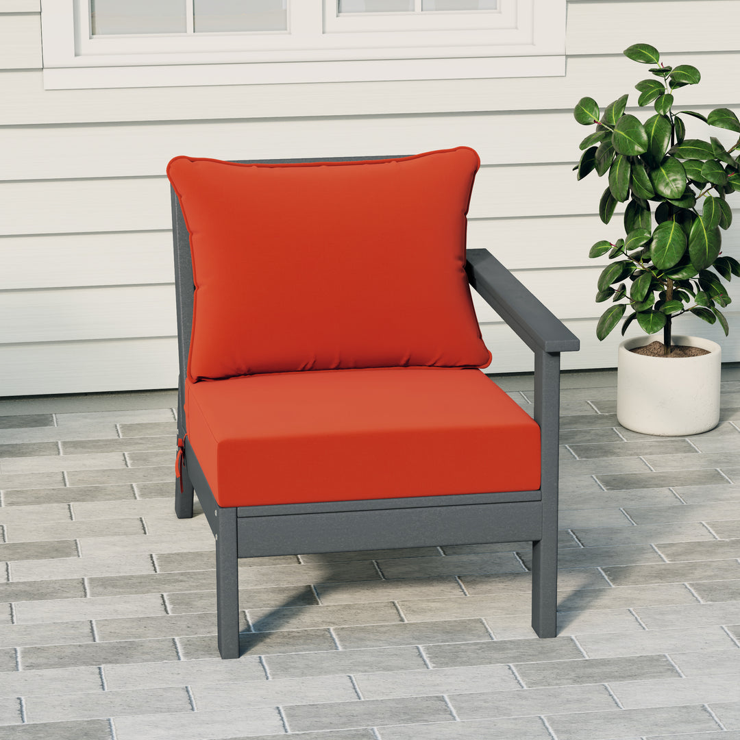 Avalon Outdoor Patio HDPE Right Arm Sectional Corner Club Chair with Patio Cushions