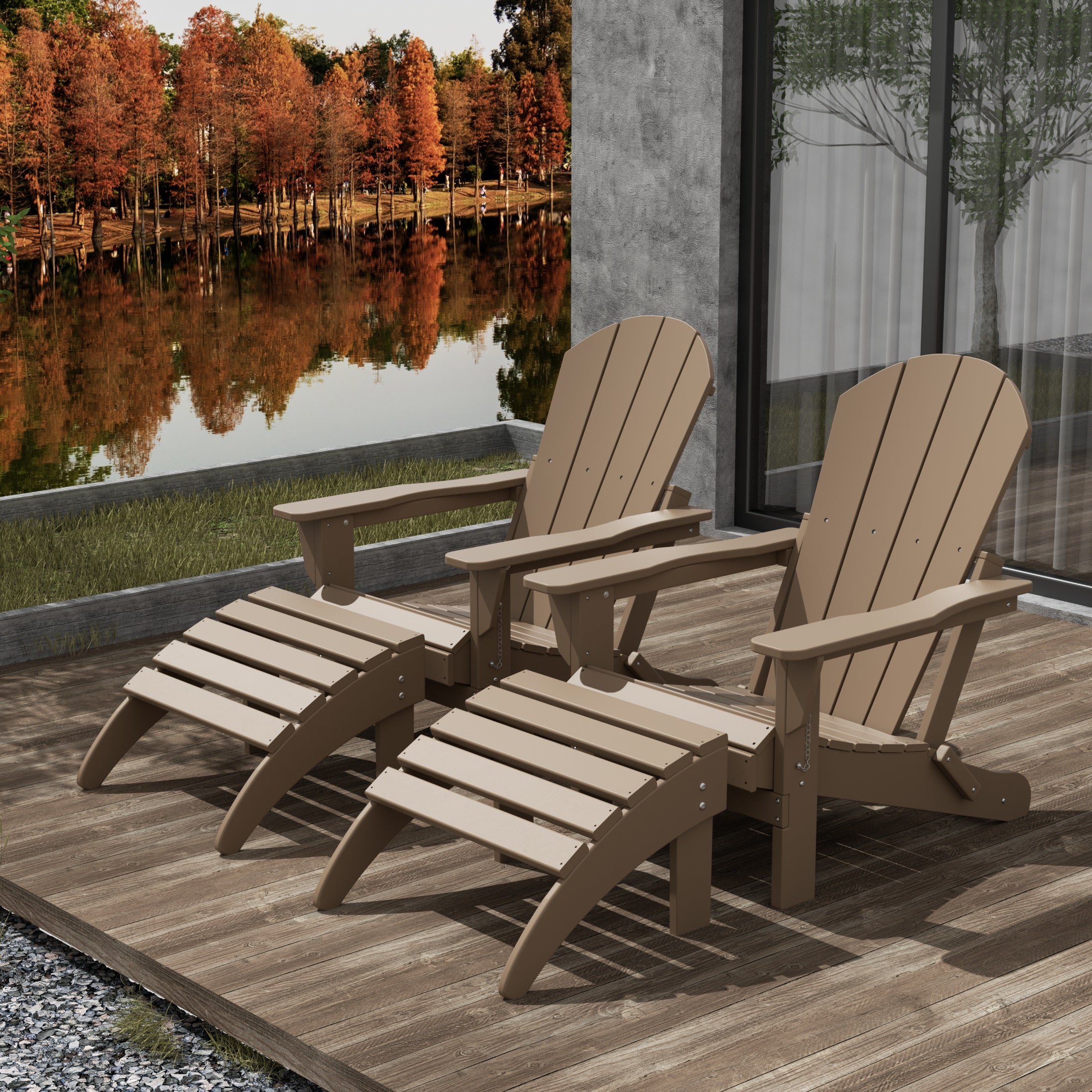 Malibu 4-Piece set classic Adirondack chairs with ottoman (2 seater)
