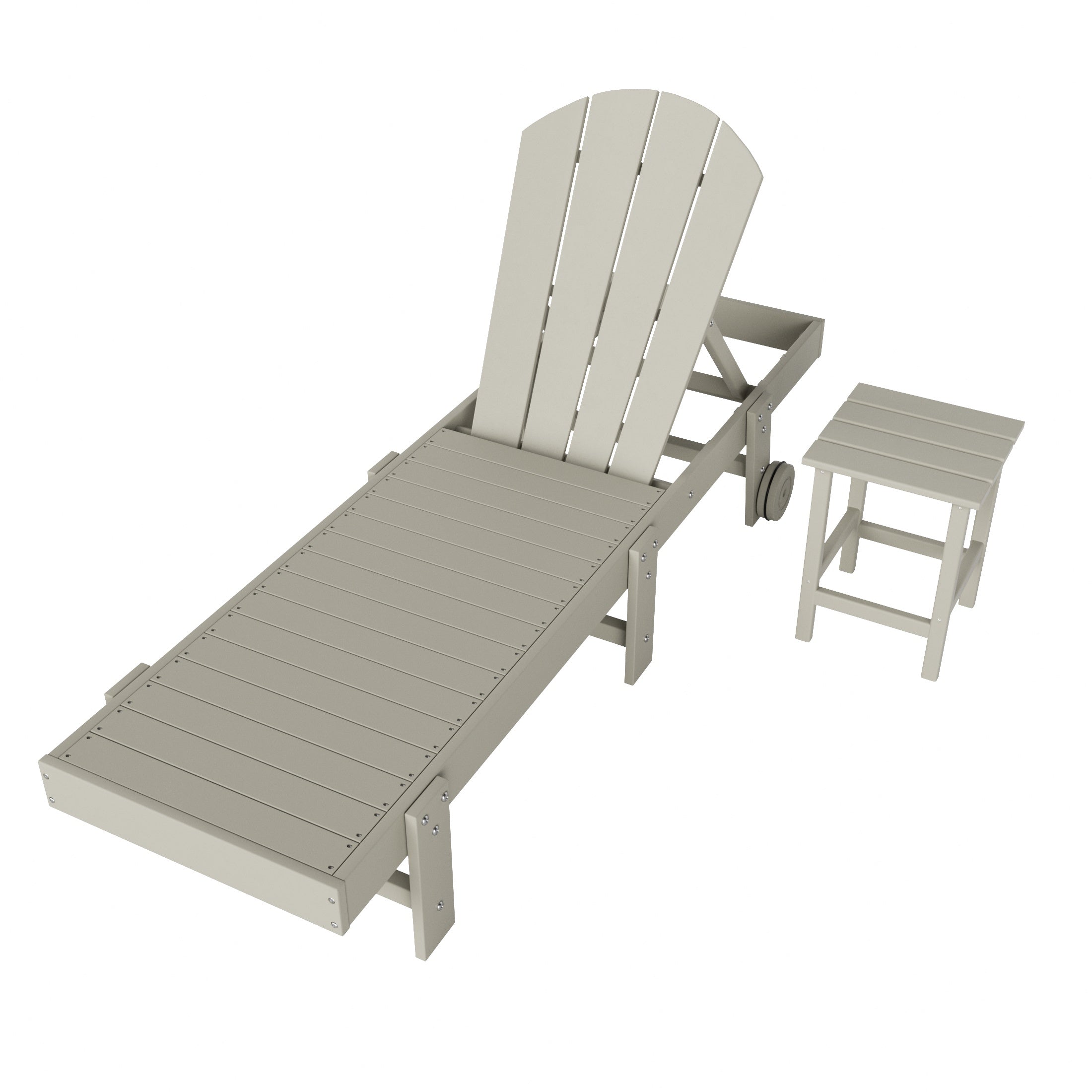 Malibu 2 Piece Adirondack Poly Reclining Chaise Lounge With Wheels
