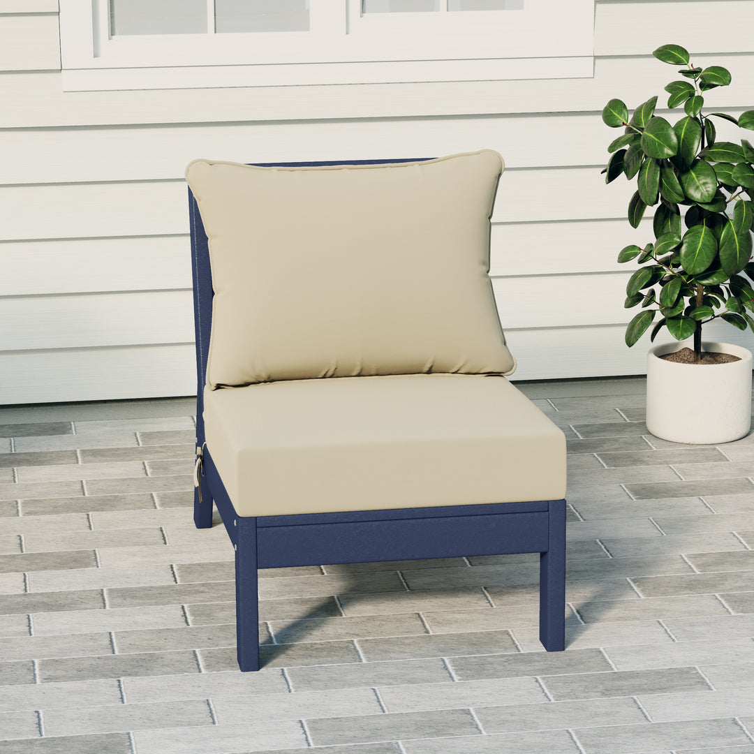 Avalon Outdoor HDPE Deep Seating Modular Armless Patio Chair with Patio Cushions