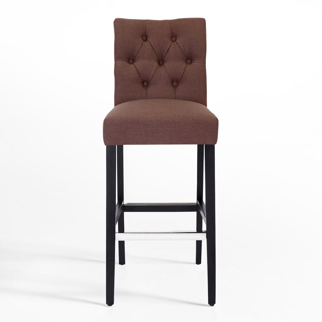 Hayes 29" Linen Fabric Tufted Bar Stool,Black