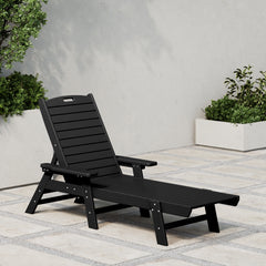 Malibu reclining chaise lounge in Black styled outdoors